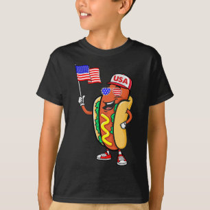 Camiseta Cachorro Quente Patriótico Bandeira Americana EUA
