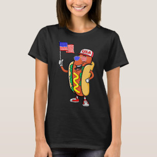 Camiseta Cachorro Quente Patriótico Bandeira Americana EUA