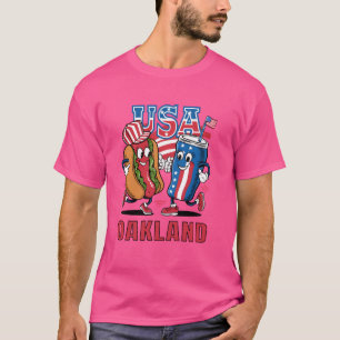 Camiseta Cachorro-quente patriótico e refrigerante EUA Oakl