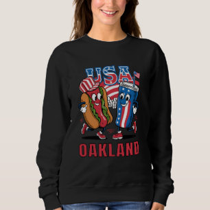 Camiseta Cachorro Quente Patriótico e Soda EUA Oakland