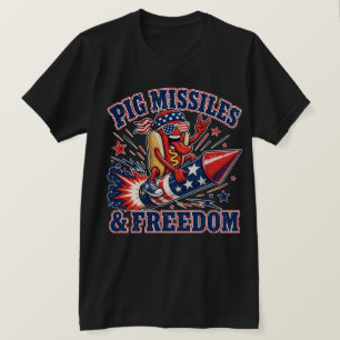 Camiseta Cachorro-Quente Patriótico Porcos Mísseis & Liberd