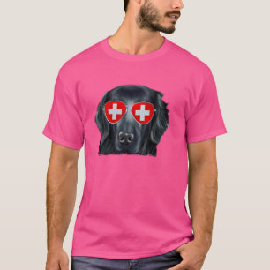 Camiseta Cachorro Retriever de Capa Lisa Bandeira da Suíça