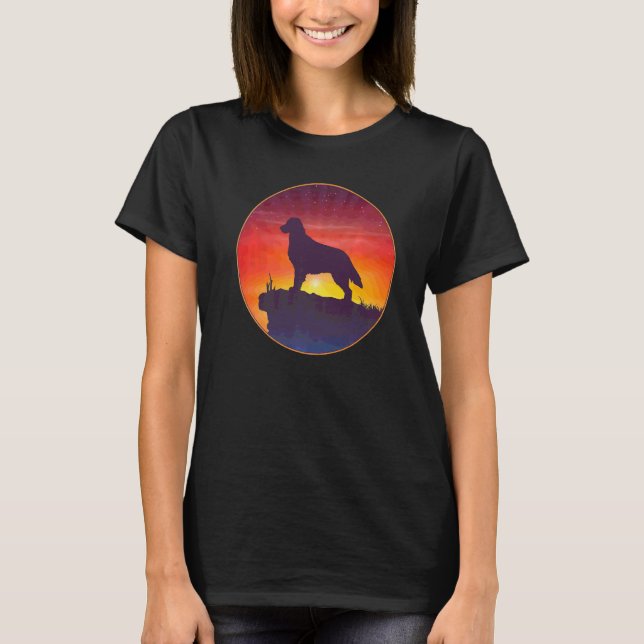 Camiseta Cachorro Retriever de Capa Lisa Pôr do Sol (Frente)