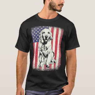 Camiseta Cachorro Retriever Dourado Bandeira Americana Patr