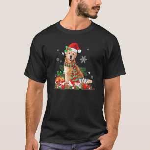 Camiseta Cachorro Retriever Dourado De Natal Chapéu Do Papa