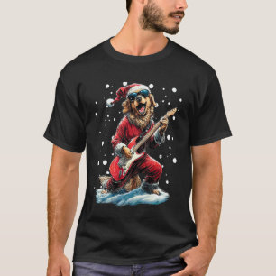 Camiseta Cachorro Retriever Dourado De Natal Tocando Violão