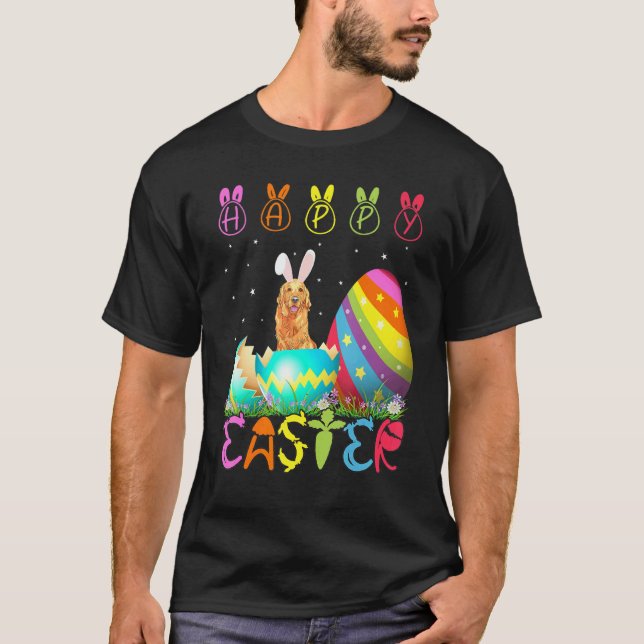 Camiseta Cachorro Retriever Dourado Dia de Páscoa Combinand (Frente)