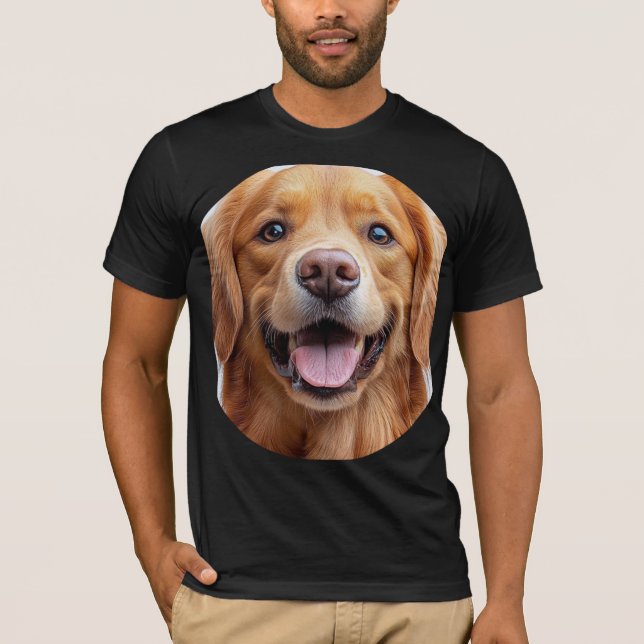 Camiseta Cachorro Retriever Dourado Feliz Sorridente  (Frente)