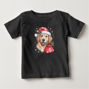 Camiseta Cachorro Retriever Dourado Luz de Natal Festa de F