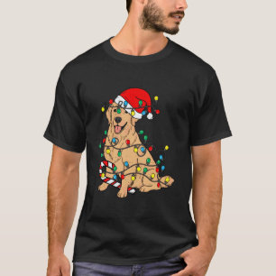 Camiseta Cachorro Retriever Dourado Luzes de Natal Pet Dog