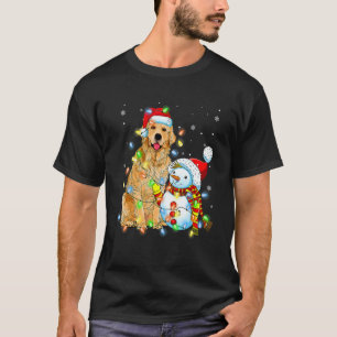 Camiseta Cachorro Retriever Dourado Natal Homem de Neve Luz