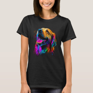 Camiseta Cachorro Retriever Dourado Pop Art Arco-íris Desig