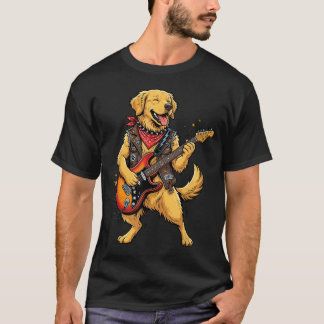 Camiseta Cachorro Retriever Dourado Tocando Elétrico
