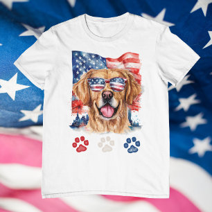 Camiseta Cachorro Retriever Vermelho Branco Azul Dourado 4