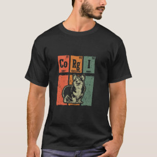 Camiseta Cachorro Retro Amante Corgi Elementos Periódicos C