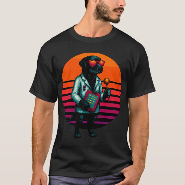 Camiseta Cachorro Retro com Fisioterapeuta de Terapia de Ex (Frente)