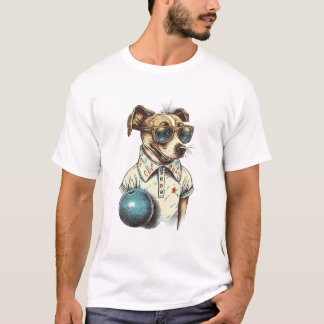 Camiseta Cachorro Retro Jogando Boliche