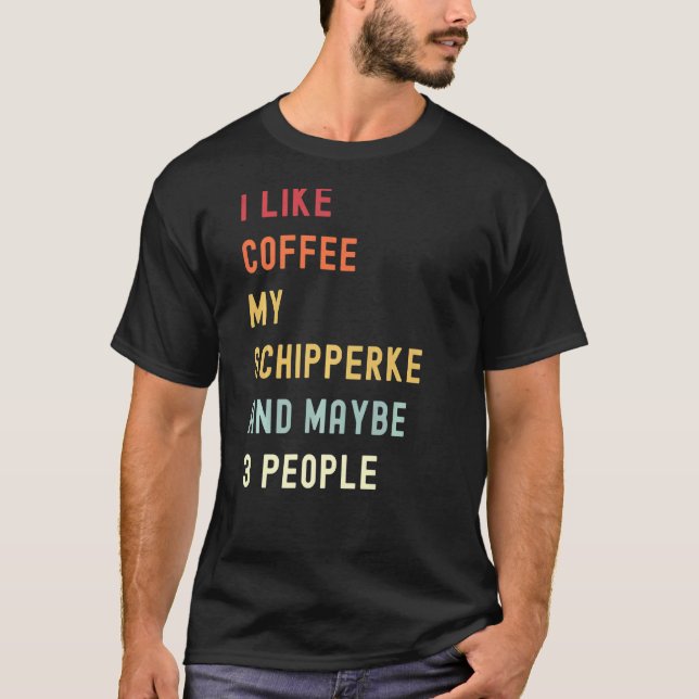 Camiseta Cachorro Retro Schipperke E Café (Frente)