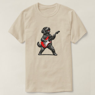 Camiseta Cachorro Rocker Tocando Guitarra Elétrica Vermelha