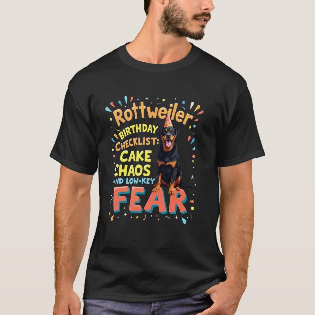 Camiseta Cachorro Rottweiler Aniversário Engraçado (Frente)