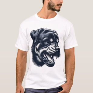 Camiseta Cachorro Rottweiler Bravo Arte de Cachorro Guardiã