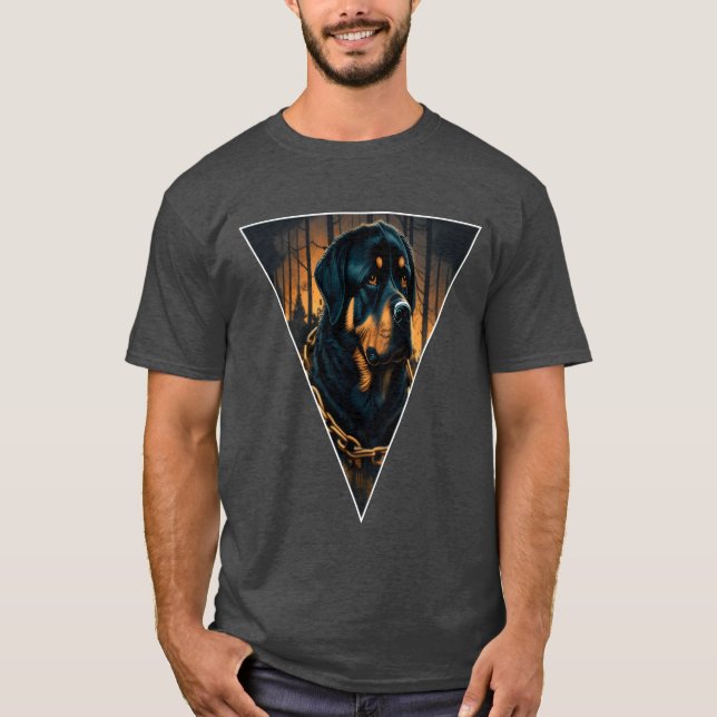 Camiseta Cachorro Rottweiler cabeça de cachorro esporte ami (Frente)