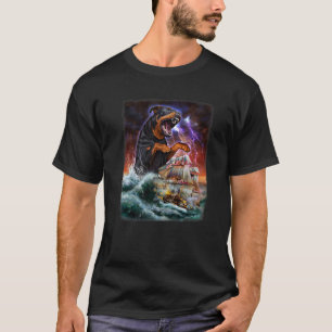 Camiseta Cachorro Rottweiler Como Kraken Ataca Um Navio De