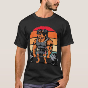 Camiseta Cachorro Rottweiler Músculo Levantamento de Peso A