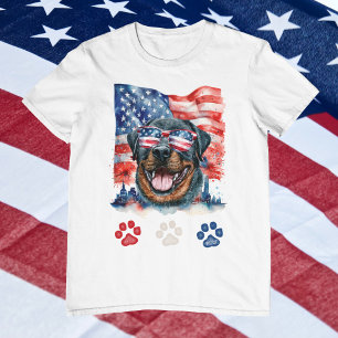 Camiseta Cachorro Rottweiler Vermelho Branco Azul Americano