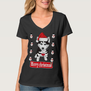 Camiseta Cachorro Rouco bonito Vestindo Papai Noel Feliz Na