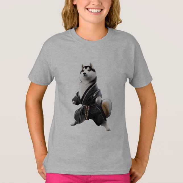 Camiseta Cachorro rouco Conhece Karate, Jogador De Karate D (Frente)