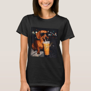 Camiseta Cachorro saichão engraçado bebendo café gelado ama