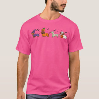 Camiseta Cachorro Salsicha Bruxa Feliz Dia das Bruxas Fofo 
