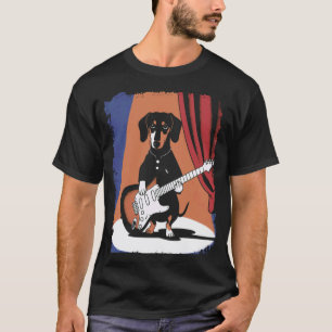 Camiseta Cachorro Salsicha Dachshund Tocando Violão
