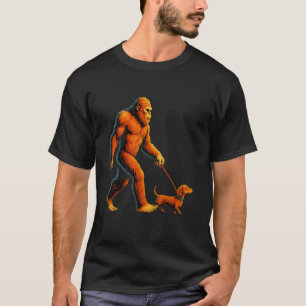 Camiseta Cachorro Salsicha Engraçado Andando como Pé-Grande