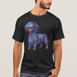 Camiseta Cachorro Salsicha Neon Cyberpunk Gamer Futurista