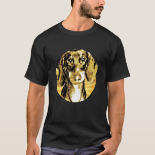 Camiseta Cachorro Salsicha Retrô Fofo Com Olhos de Cachorri
