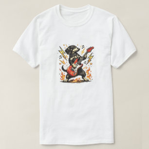 Camiseta Cachorro Salsicha Rocker de Heavy Metal Guitarra E