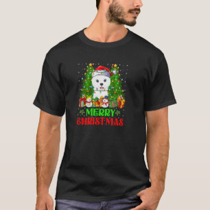 Camiseta Cachorro Samoyed Árvore de Natal Luzes de Natal Pa