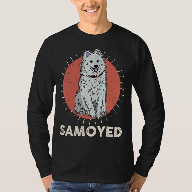 Camiseta Cachorro Samoyed Caminhando Mãe Cachorro Cachorro  (Frente)