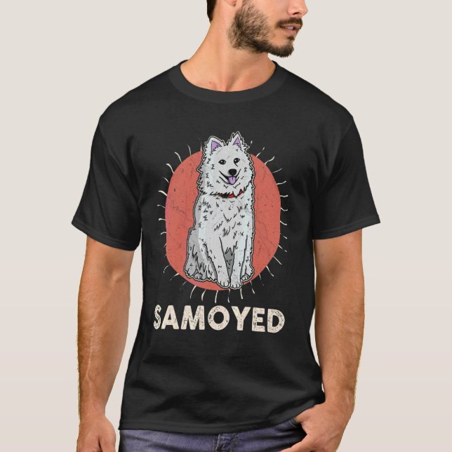 Camiseta Cachorro Samoyed Caminhando Mãe Cachorro Cachorro  (Frente)