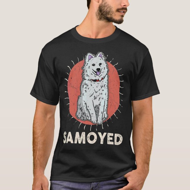 Camiseta Cachorro Samoyed Caminhando Mãe Cachorro Cachorro  (Frente)