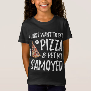 Camiseta Cachorro Samoyed Pizza Pizza Engraçado Cachorro Mã