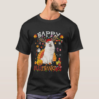 Camiseta Cachorro Samozado Cachorro de Natal Feliz Hallotha