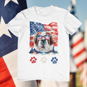 Camiseta Cachorro São Bernardo Vermelho Branco e Azul 4 de 