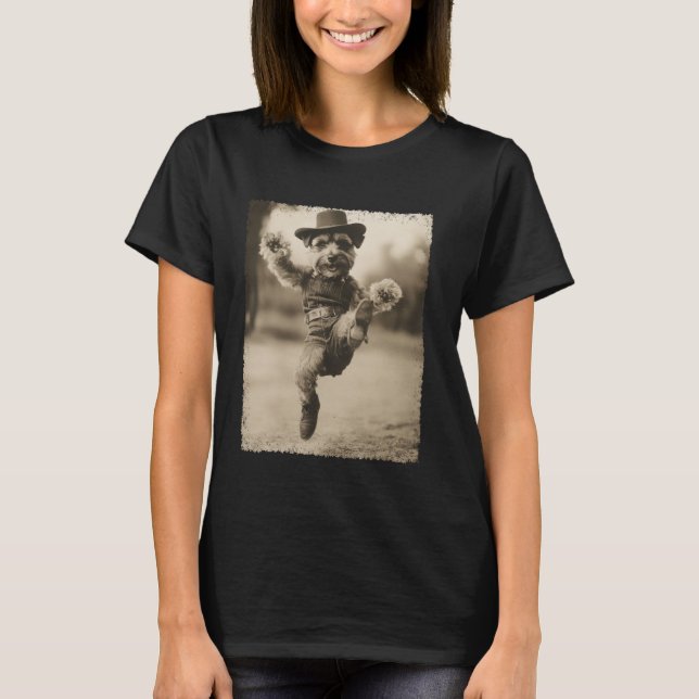Camiseta Cachorro Schnauzer Cowboy Engraçado (Frente)