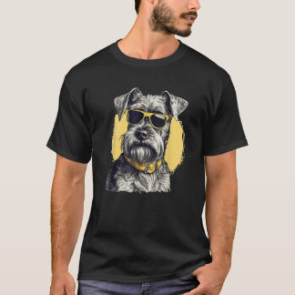 Camiseta Cachorro Schnauzer Miniatura com óculos de sol Raç