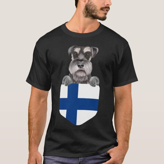 Camiseta Cachorro Schnauzer - Miniatura De Bandeira Da Finl (Frente)