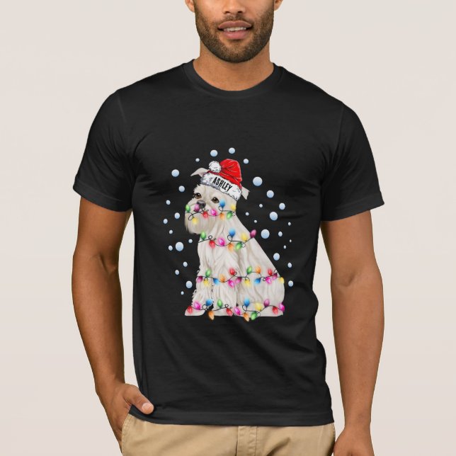 Camiseta Cachorro Schnauzer, Miniatura de Natal (Frente)