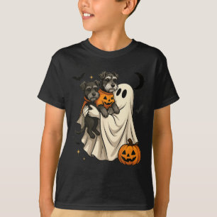 Camiseta Cachorro Schnauzer Miniatura Fantasma Halloween